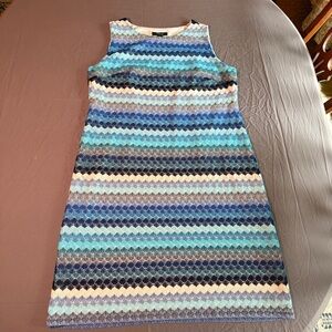 Style & Co Blue and While Striped Crochet Dress Size 16